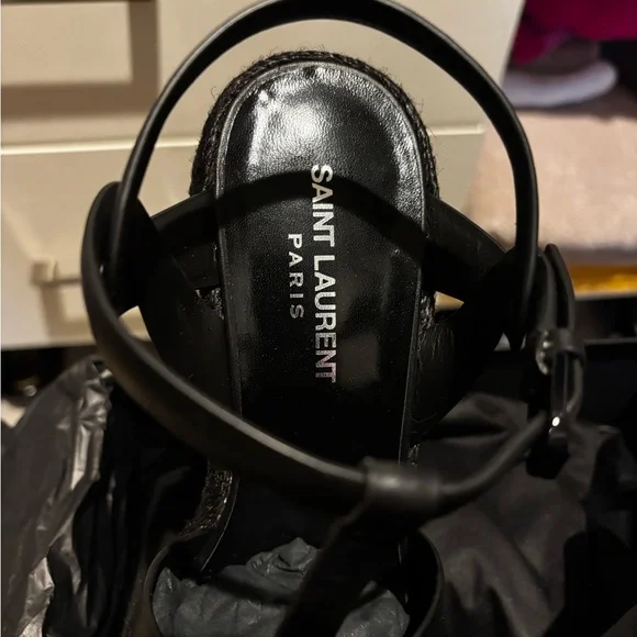 Authentic Brand New YSL Tribute Espadrilles Wedge In Smooth Leather - Picture 5 of 10